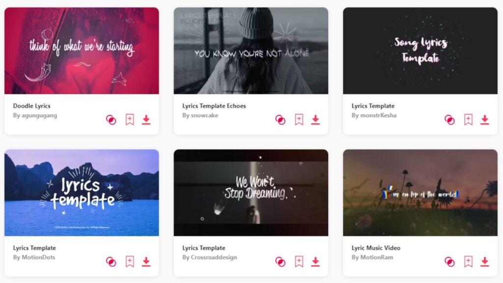 After Effects Lyrics Video Templates